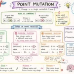 What happens when one DNA letter changes? Point mutation diagram with example, codon change and protein effect”