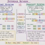 Difference between a Point mutation and frameshift Mutation.