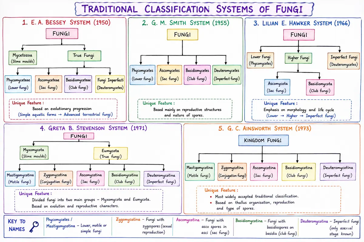 Classification of fungi with Diagram
