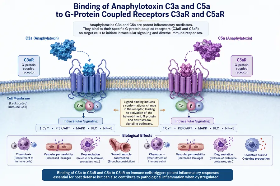 binding of anaphylotoxin C3a and C5a to the G -protein coupled receptorsC3aR and C5aR