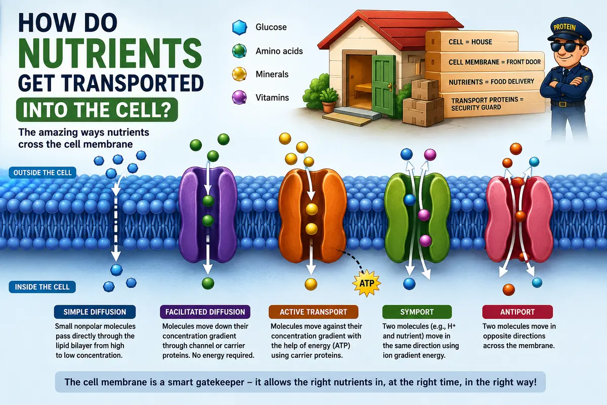 How do nutrients get transported into the cell?