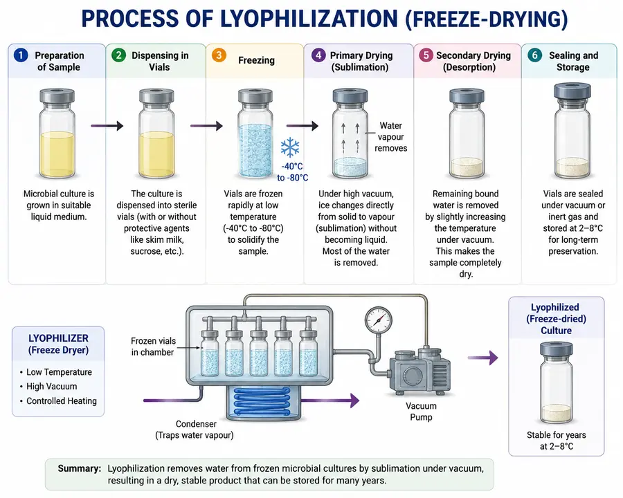 Maintenance and preservation of stock cultures:10 Powerful & Essential Techniques 3 Lyophilization (Freeze Drying)