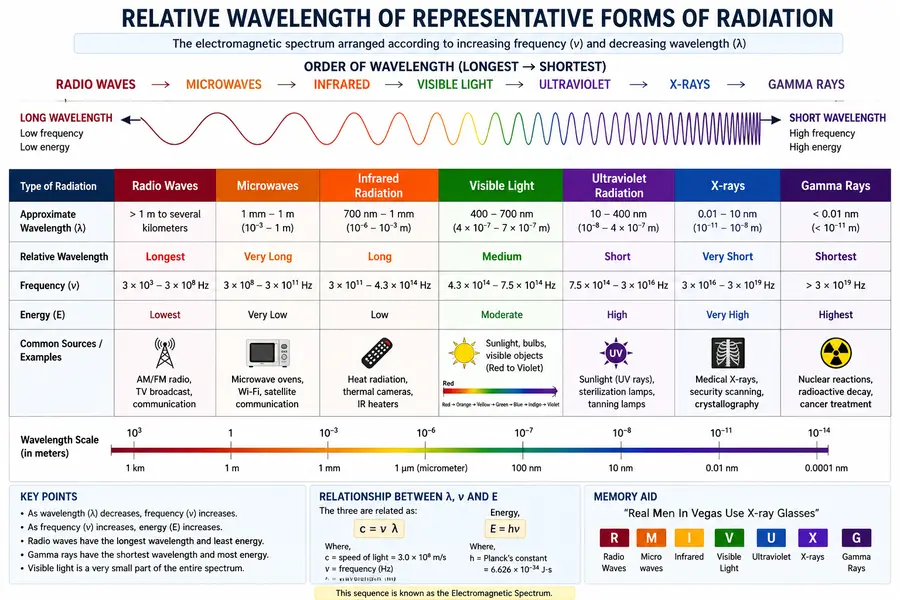 relative wavelength of representative form of radiation