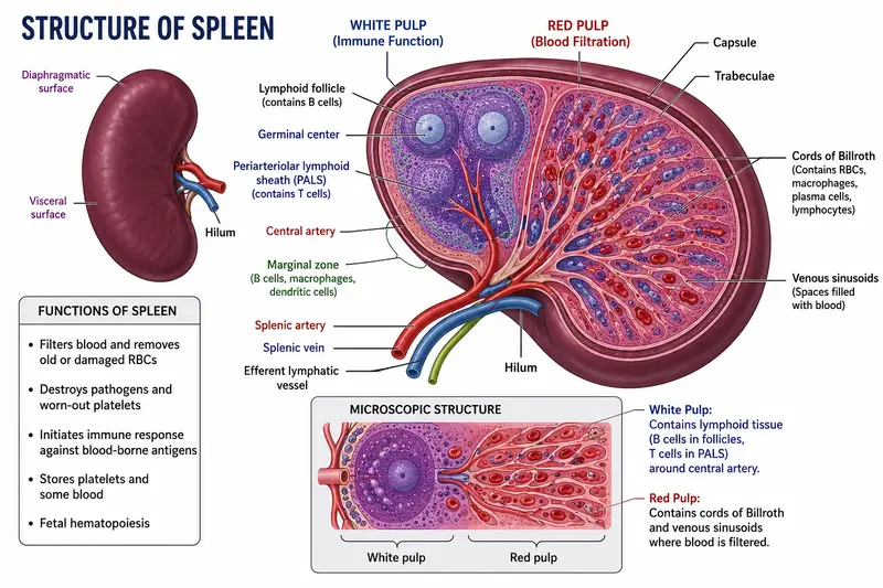 What Is the Structure and Function of Secondary Lymphoid Organs? 7 Powerful Facts You Must Know 4 Structure and function of Spleen