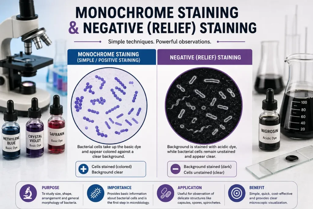 Monochrome staining and negative (Relief) Staining: Powerful Facts 2 Monochrome staining and Negative (Relief) staining