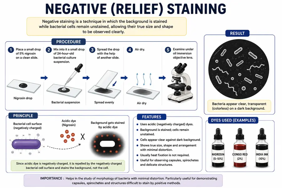Monochrome staining and negative (Relief) Staining: Powerful Facts 4 Negative (Relief) staining