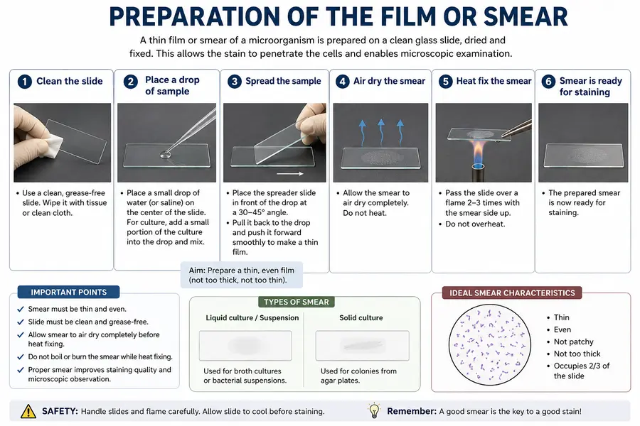 Steps in Staining Processes: 3 Powerful Steps for Clear Microscopic Results 2 Preparation of the film or smear