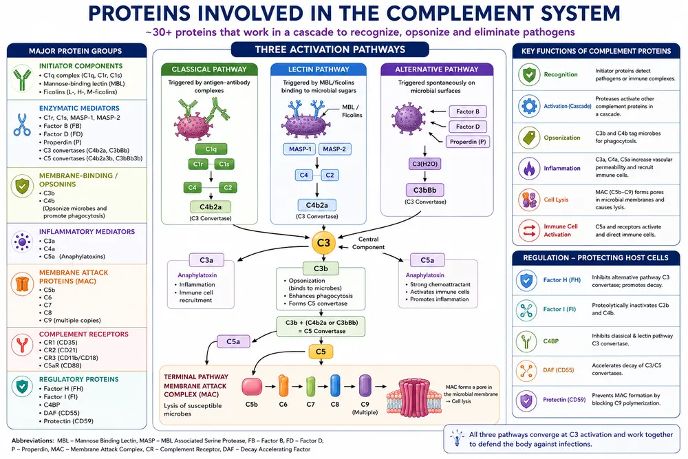 protiens involved in the complement system