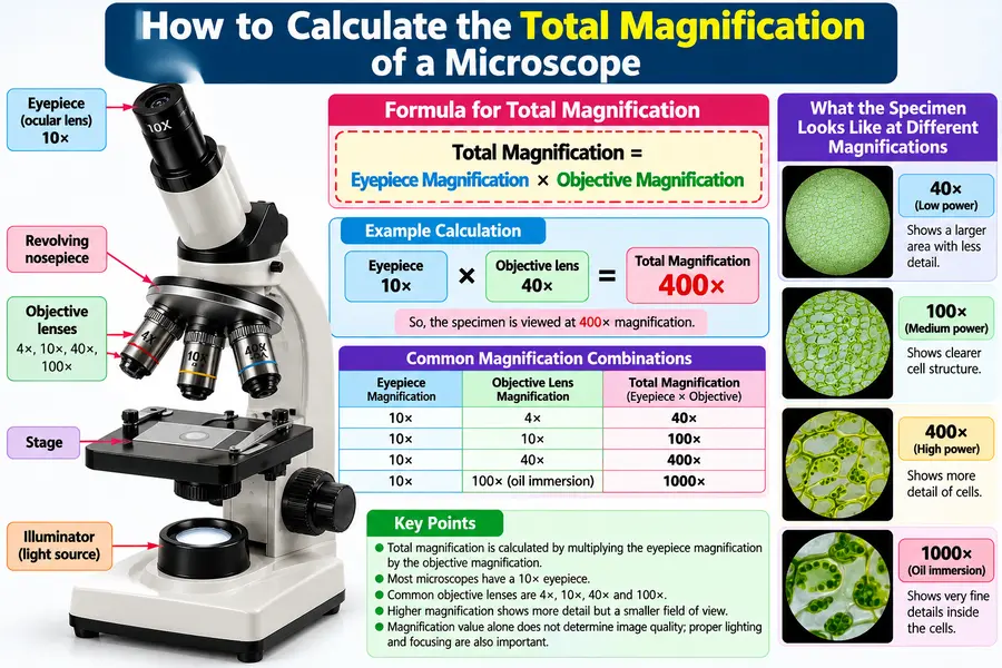 How to Calculate the Total Magnification of a Microscope